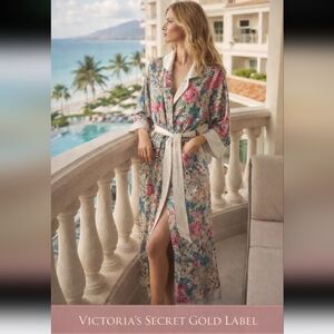 Vintage Gold Label Victoria Secret Floral Robe M/L Glam‎ 80's